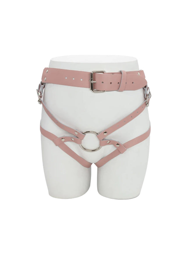 Stupid Cute Leather Strappy Baby Pink Strap On Harness