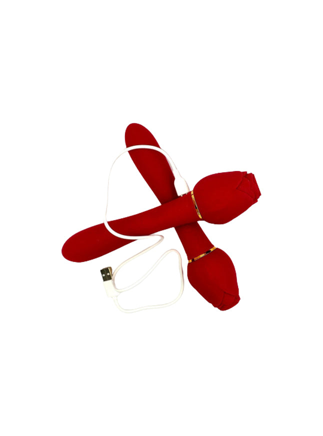 Suckle Rose Dual Ended Rechargeable Air Pulse Waterproof Silicone Vibrator