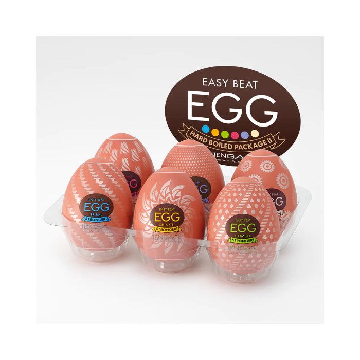 Tenga Egg Variety Pack Hard Boiled II 6 Pack Firm Textured Stretchy Masturbation Sleeves