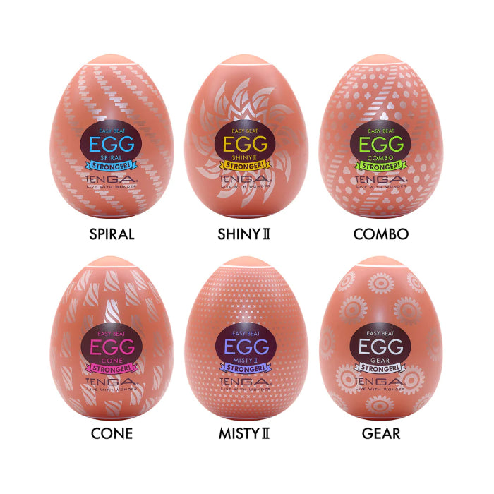 Tenga Egg Variety Pack Hard Boiled II 6 Pack Firm Textured Stretchy Masturbation Sleeves
