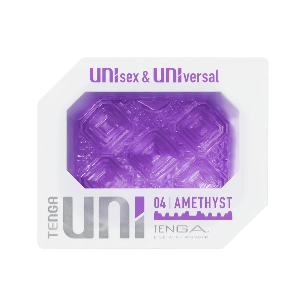 Tenga Uni Amethyst Square Textured Finger Sleeve For Manual Stimulation And Stroking