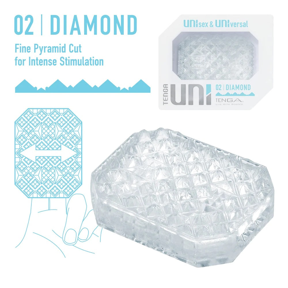 Tenga Uni Diamond Pyramid Textured Finger Sleeve For Manual Stimulation And Stroking