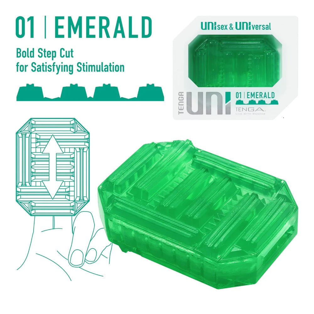 Tenga Uni Emerald Step Textured Finger Sleeve For Manual Stimulation And Stroking