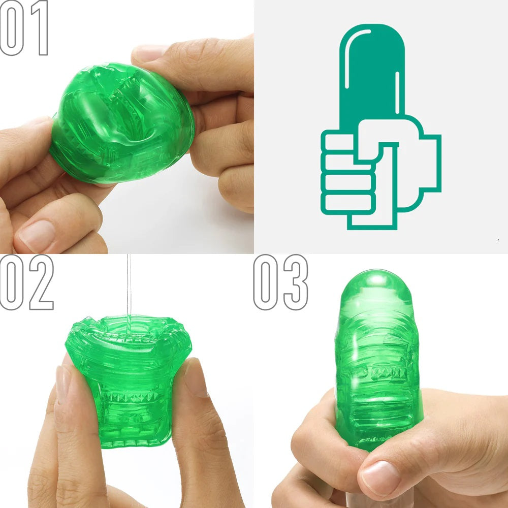 Tenga Uni Emerald Step Textured Finger Sleeve For Manual Stimulation And Stroking