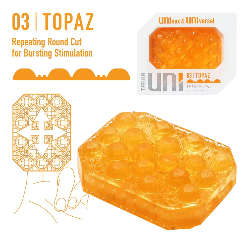 Tenga Uni Topaz Round Textured Finger Sleeve For Manual Stimulation And Stroking
