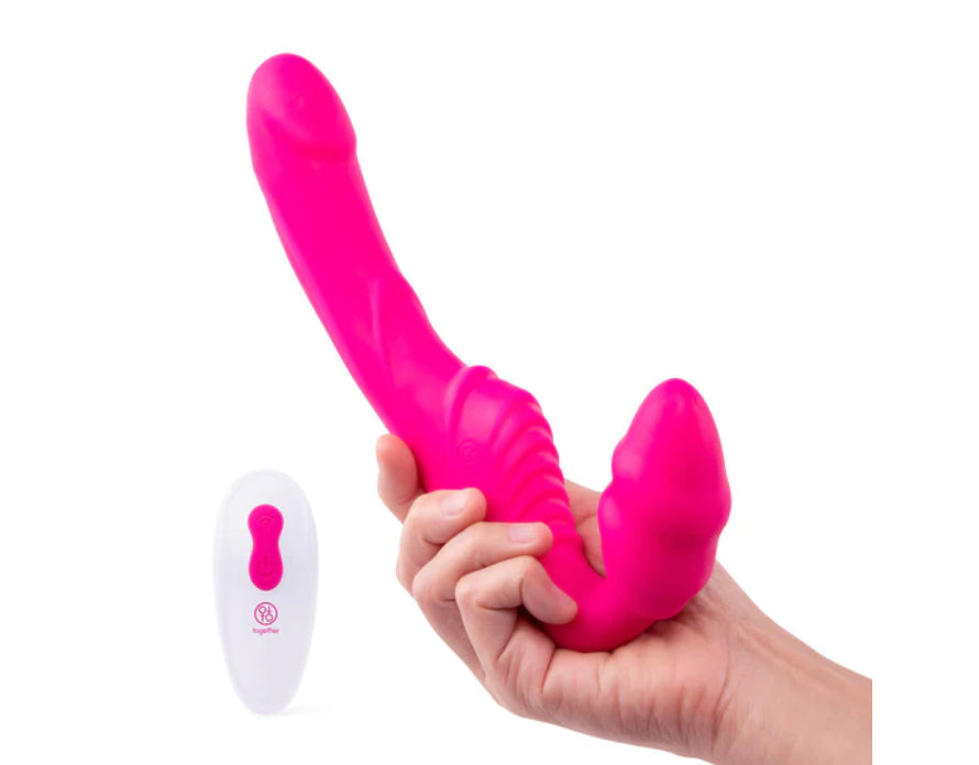 Together Strapless Remote Control Vibrating Wearable Double Dildo
