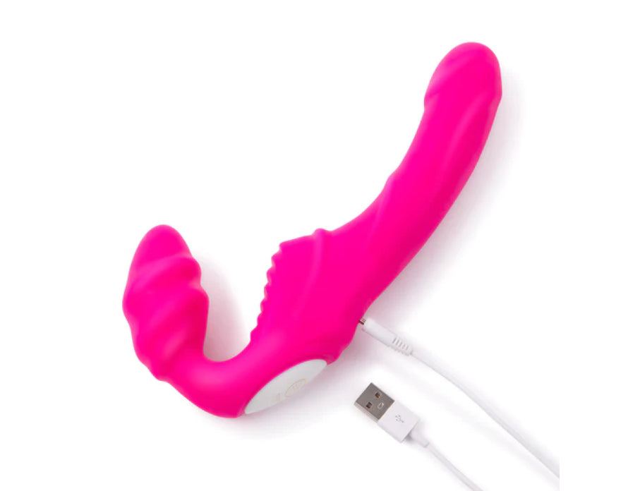 Together Strapless Remote Control Vibrating Wearable Double Dildo