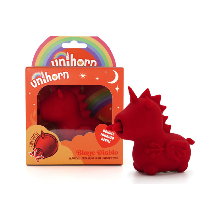 Unihorn Blaze Diablo Rechargeable Mini Unicorn Vibe With Silicone Flicking Forked Tongue Stimulator