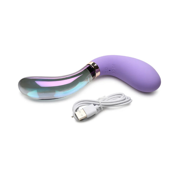 XR Brands Pari Dual Ended Wavy Silicone And Glass Rechargeable G-Spot Vibrator