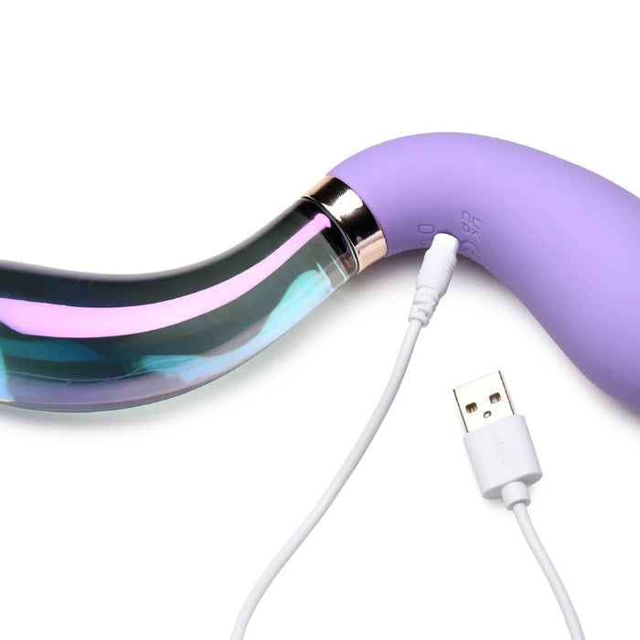 XR Brands Pari Dual Ended Wavy Silicone And Glass Rechargeable G-Spot Vibrator