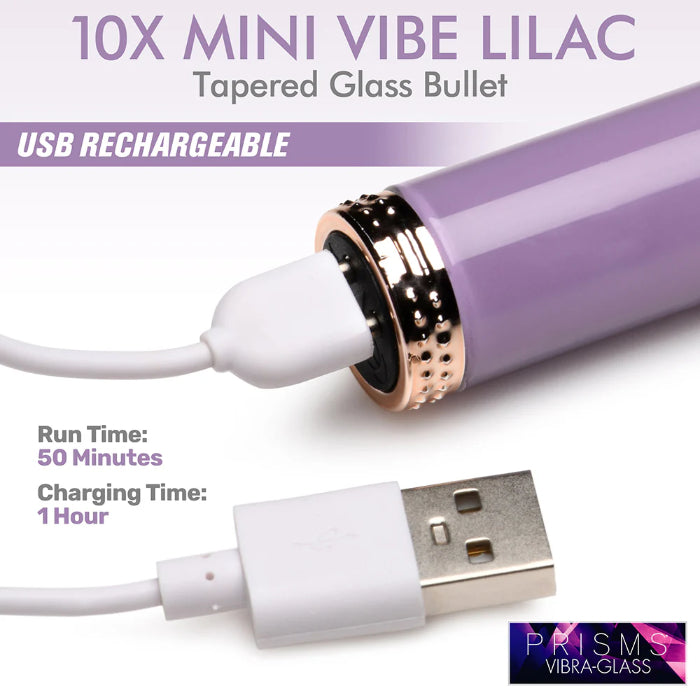 XR Brands Prisms 10X Mini Rechargeable Glass Bullet Vibrator