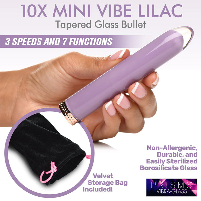 XR Brands Prisms 10X Mini Rechargeable Glass Bullet Vibrator